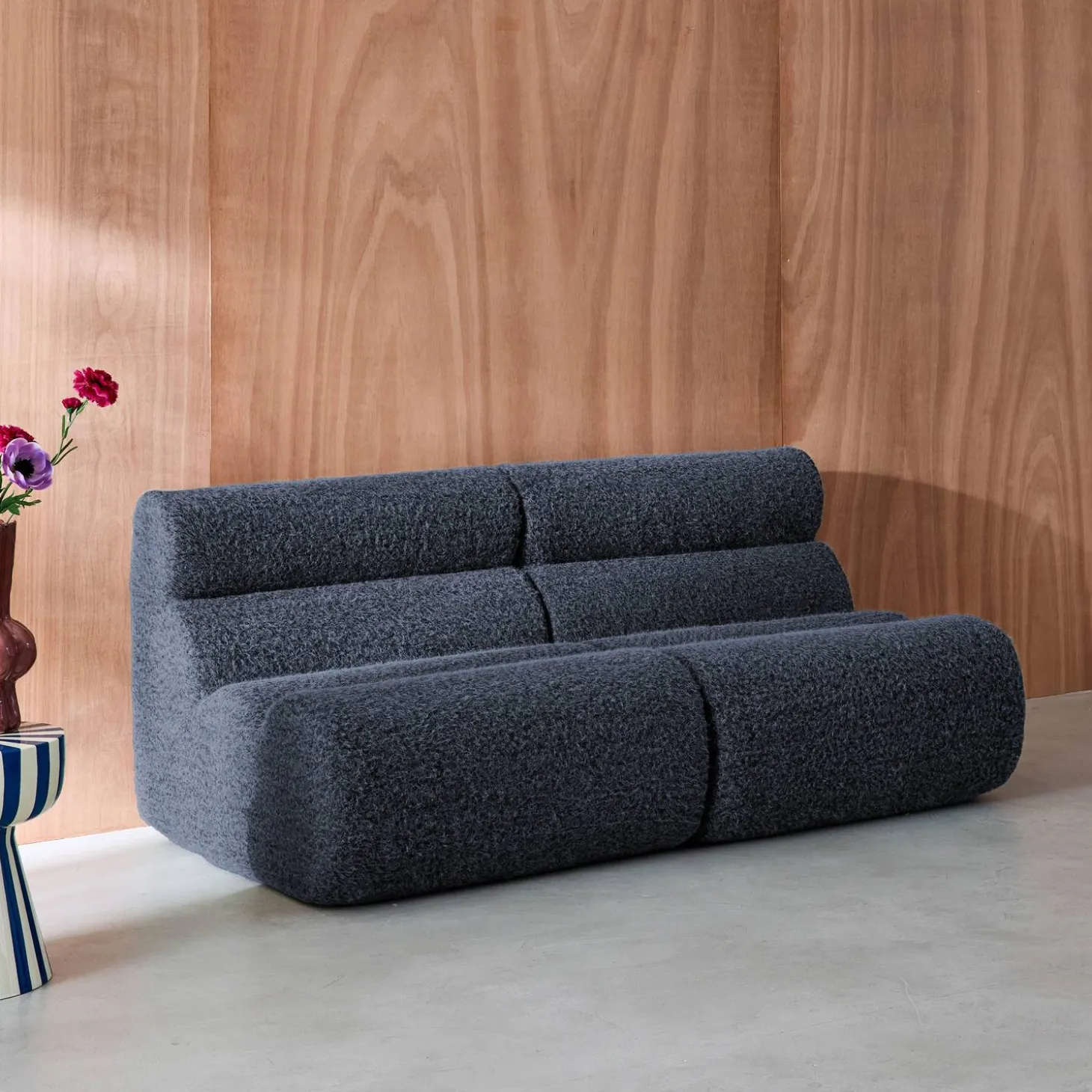 Stoffen fauteuils effect alpaca 1 zitplaats (set van 2)