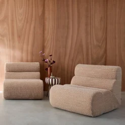 Stoffen fauteuils effect alpaca 1 zitplaats (set van 2)