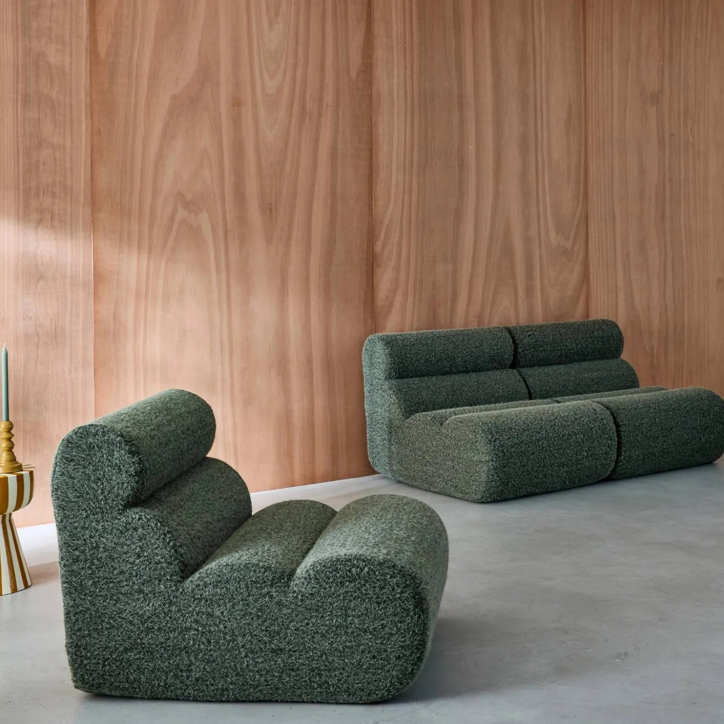Stoffen fauteuils effect alpaca 1 zitplaats (set van 3)