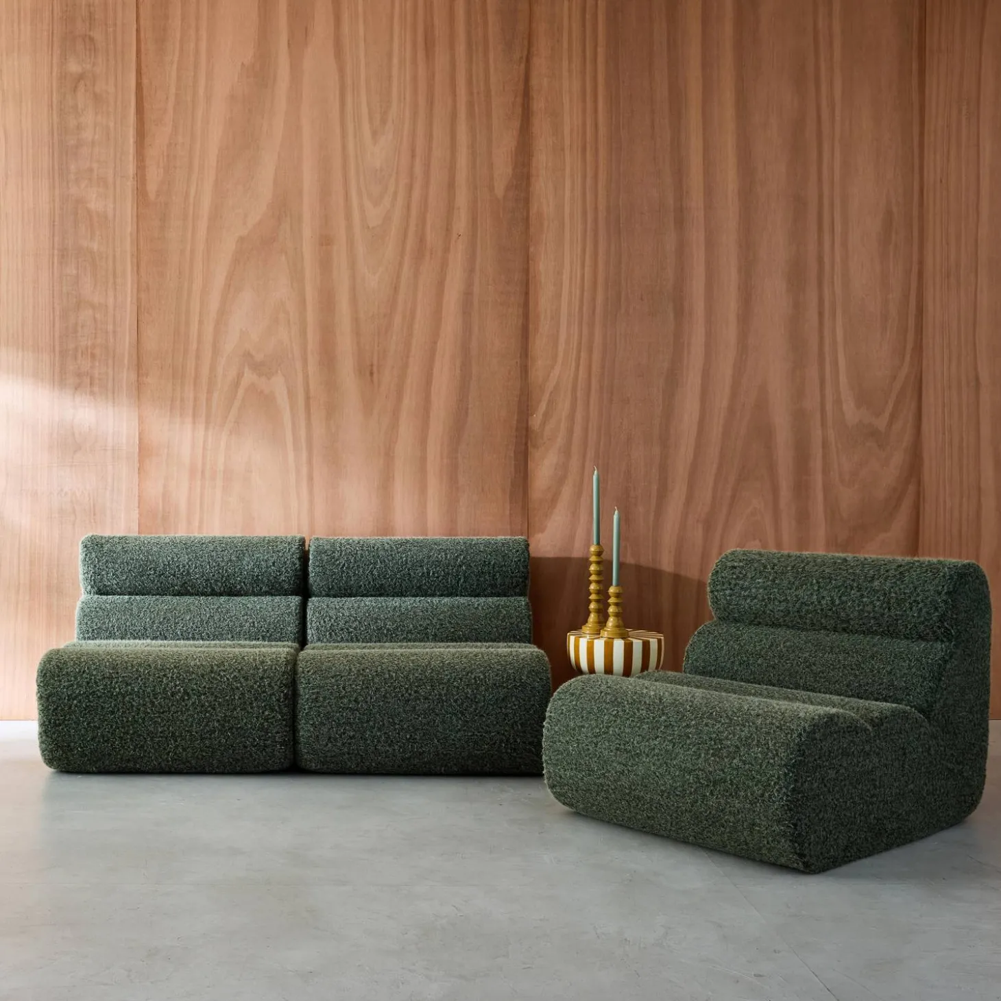 Stoffen fauteuils effect alpaca 1 zitplaats (set van 3)