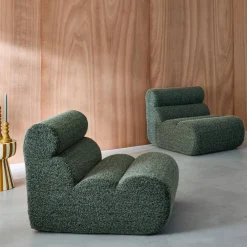 Stoffen fauteuils effect alpaca 1 zitplaats (set van 2)