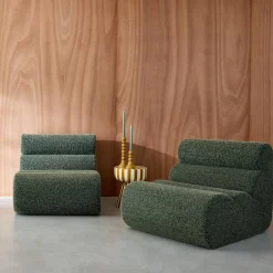 Stoffen fauteuils effect alpaca 1 zitplaats (set van 2)