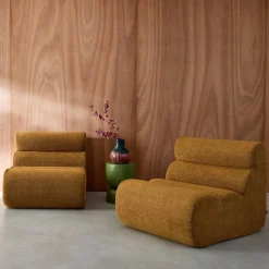 Stoffen fauteuils getextureerde bouclé 1 zitplaats (set van 2)