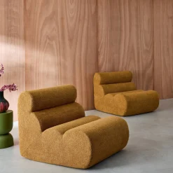 Stoffen fauteuils getextureerde bouclé 1 zitplaats (set van 2)