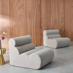 Stoffen fauteuils getextureerde bouclé 1 zitplaats (set van 2)