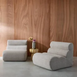 Stoffen fauteuils getextureerde bouclé 1 zitplaats (set van 2)