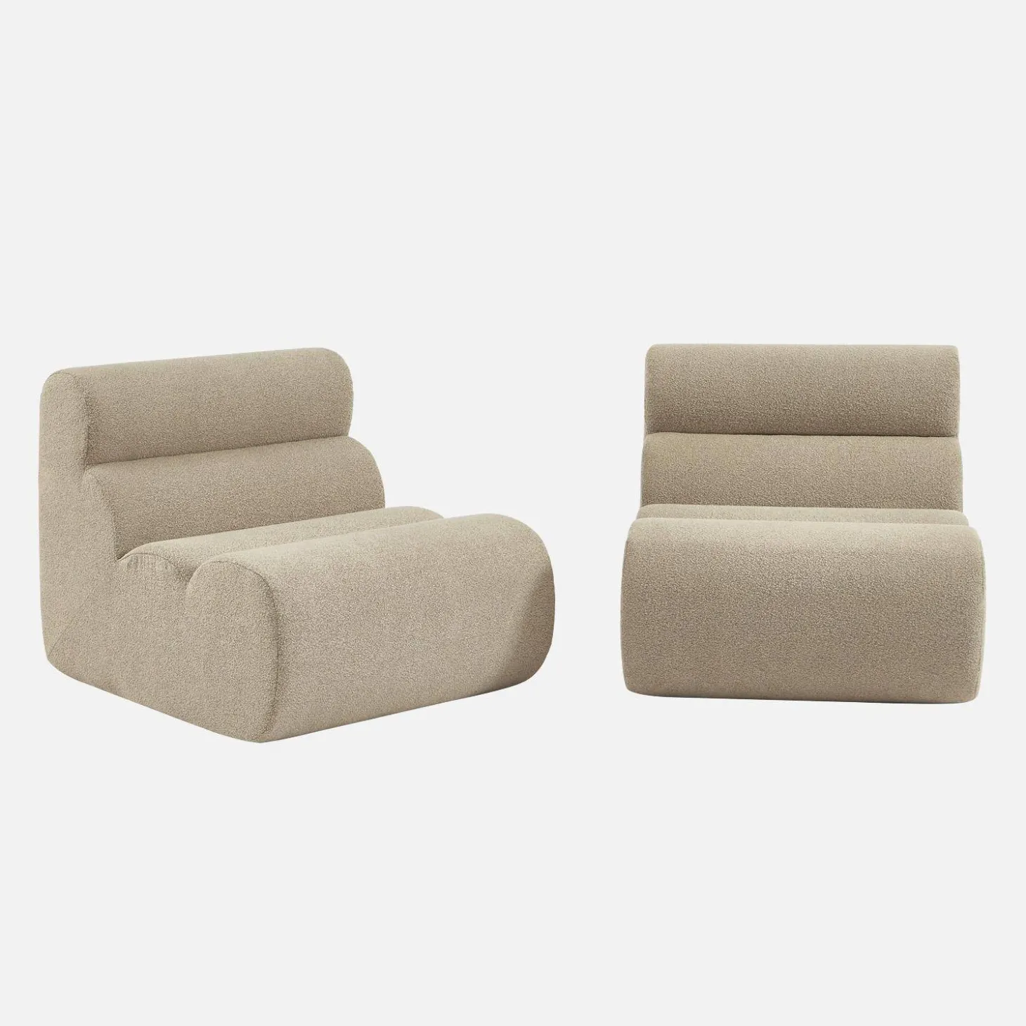 Stoffen fauteuils getextureerde bouclé 1 zitplaats (set van 2)