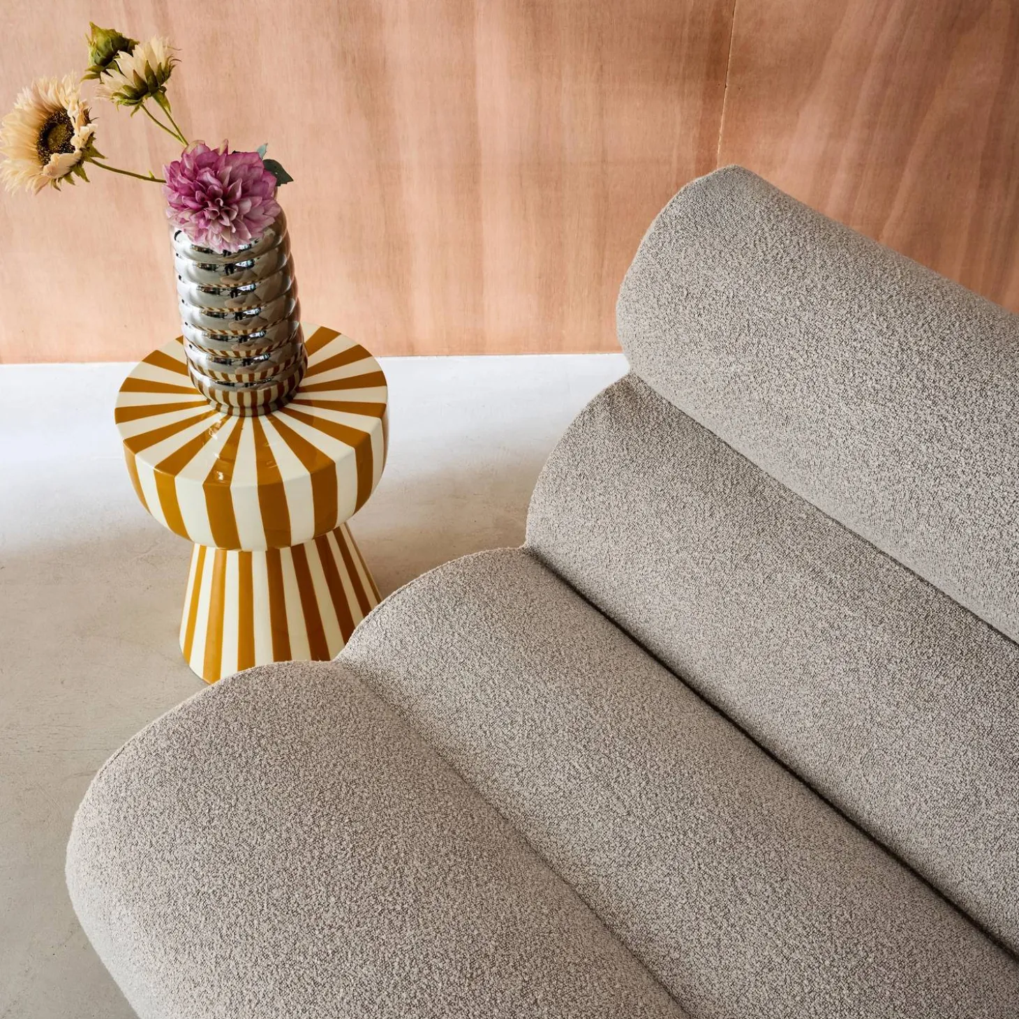 Stoffen fauteuils getextureerde bouclé 1 zitplaats (set van 2)