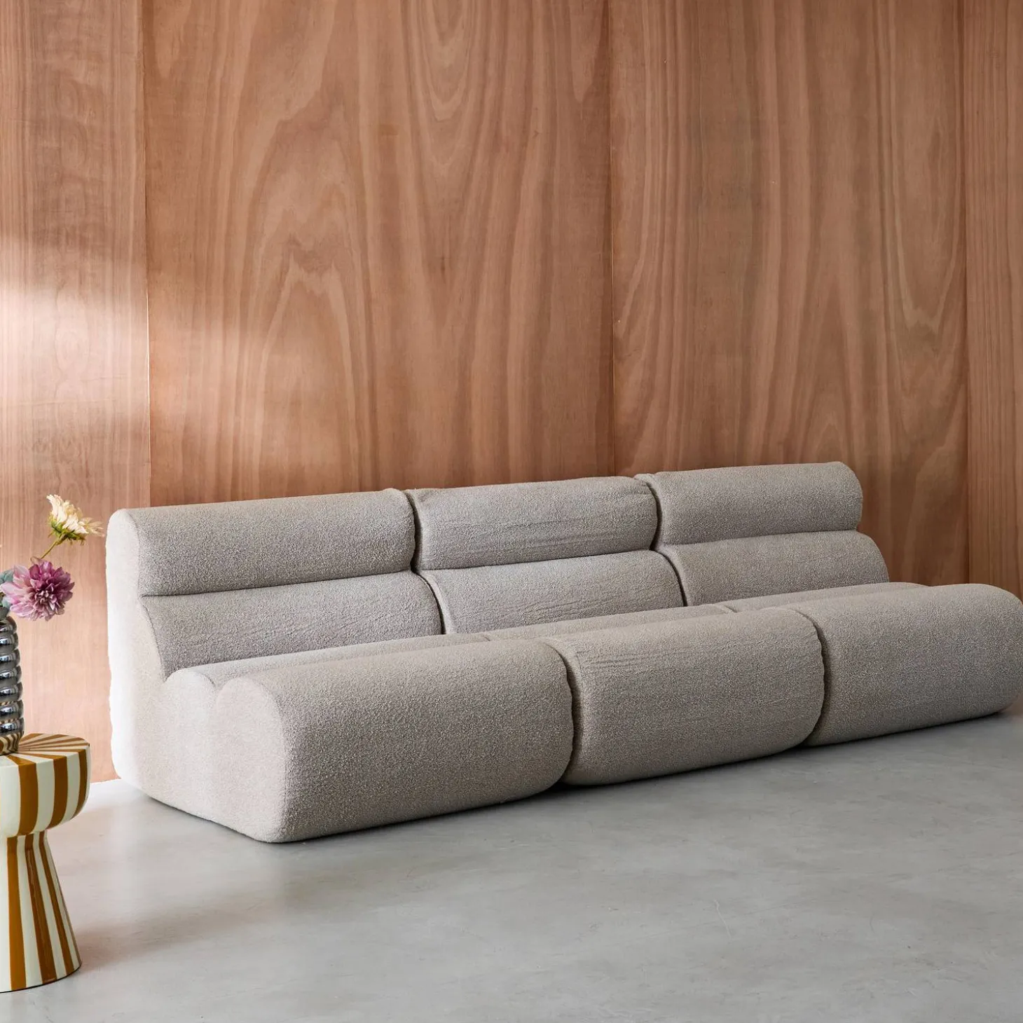 Stoffen fauteuils getextureerde bouclé 1 zitplaats (set van 3)