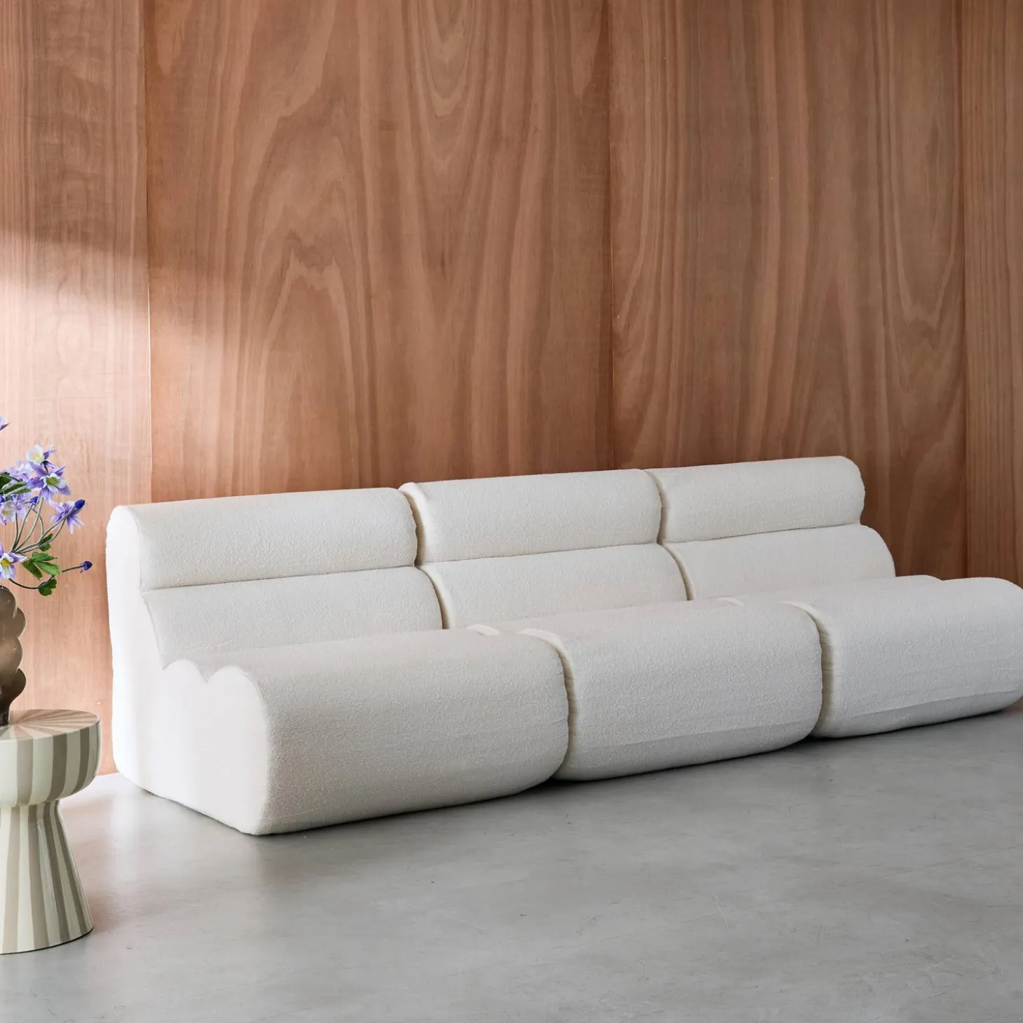 Stoffen fauteuils getextureerde bouclé 1 zitplaats (set van 3)