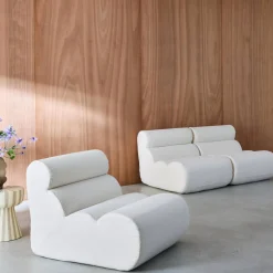 Stoffen fauteuils getextureerde bouclé 1 zitplaats (set van 3)