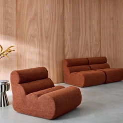 Stoffen fauteuils getextureerde bouclé 1 zitplaats (set van 3)