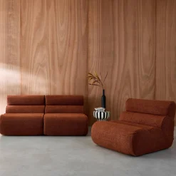 Stoffen fauteuils getextureerde bouclé 1 zitplaats (set van 3)