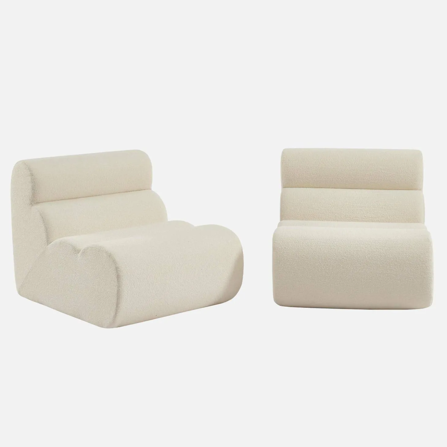 Stoffen fauteuils getextureerde bouclé 1 zitplaats (set van 2)