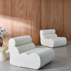 Stoffen fauteuils getextureerde bouclé 1 zitplaats (set van 2)