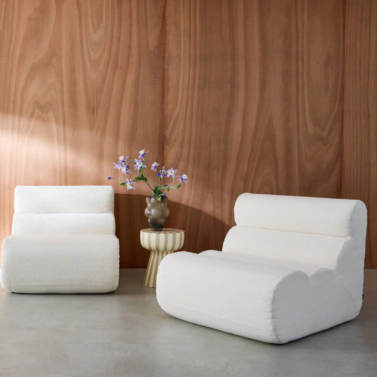 Stoffen fauteuils getextureerde bouclé 1 zitplaats (set van 2)