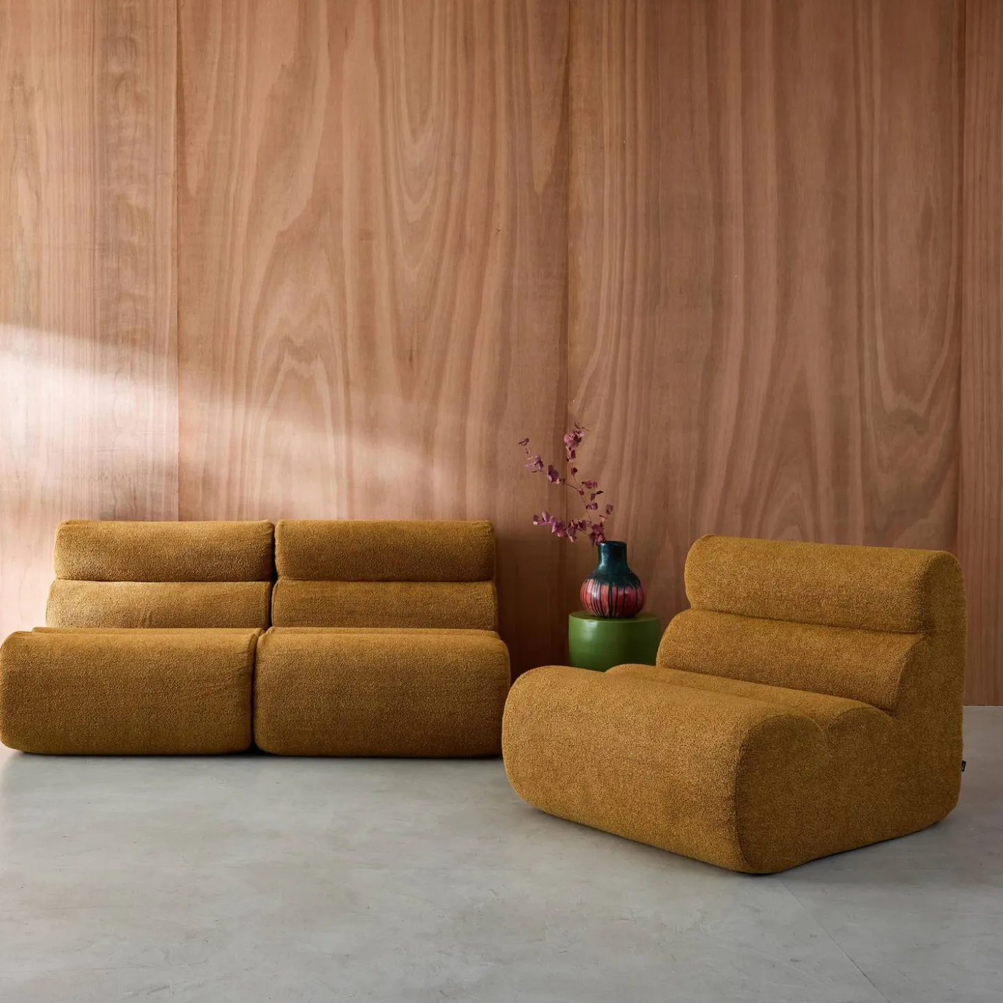 Stoffen fauteuils getextureerde bouclé 1 zitplaats (set van 3)
