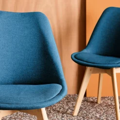 Stoffen Scandinavische stoelen met beukenhouten poten (set van 4)