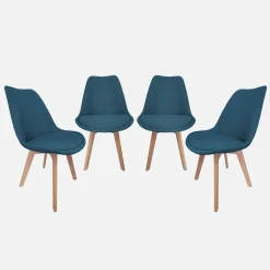 Stoffen Scandinavische stoelen met beukenhouten poten (set van 4)