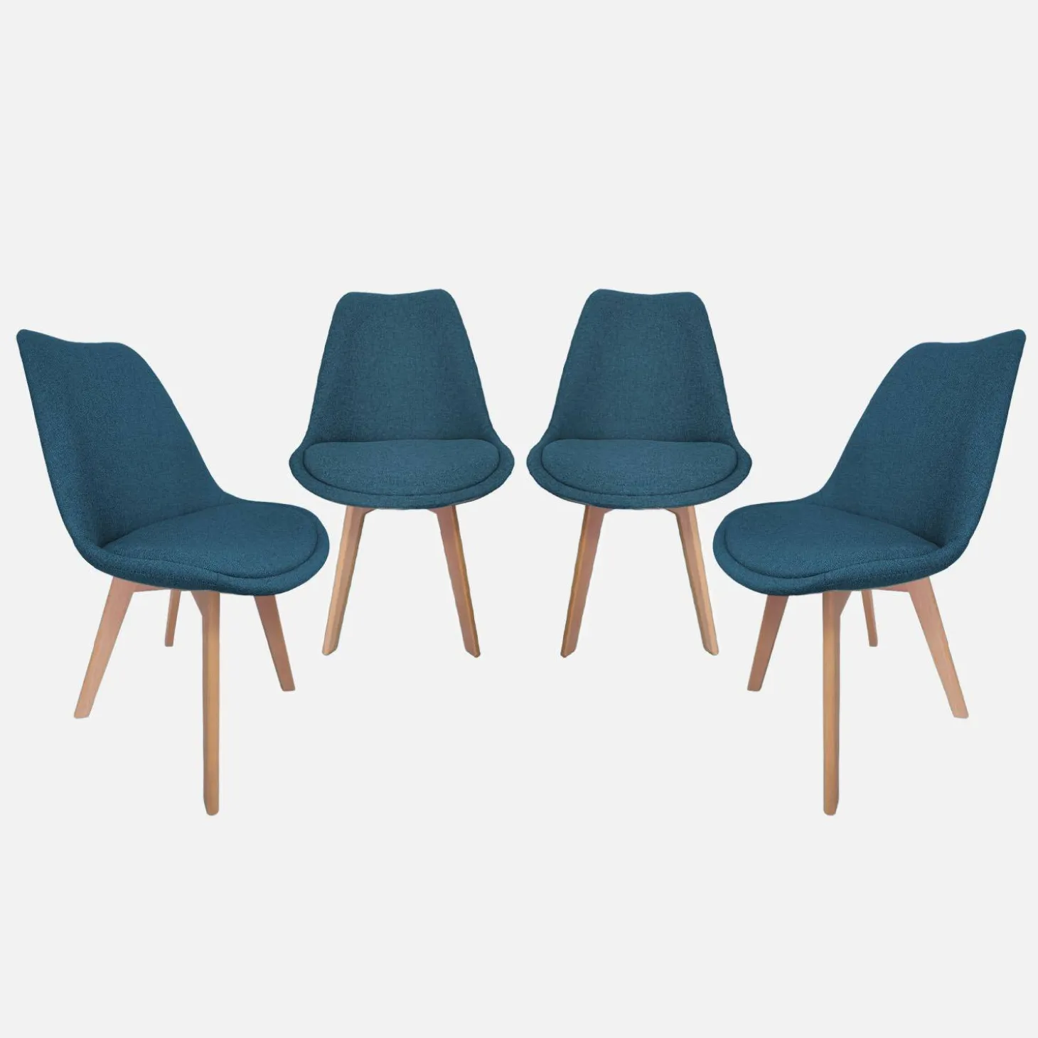 Stoffen Scandinavische stoelen met beukenhouten poten (set van 4)
