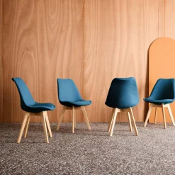 Stoffen Scandinavische stoelen met beukenhouten poten (set van 4)