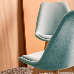 Stoffen Scandinavische stoelen met beukenhouten poten (set van 4)