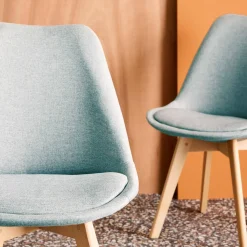 Stoffen Scandinavische stoelen met beukenhouten poten (set van 4)