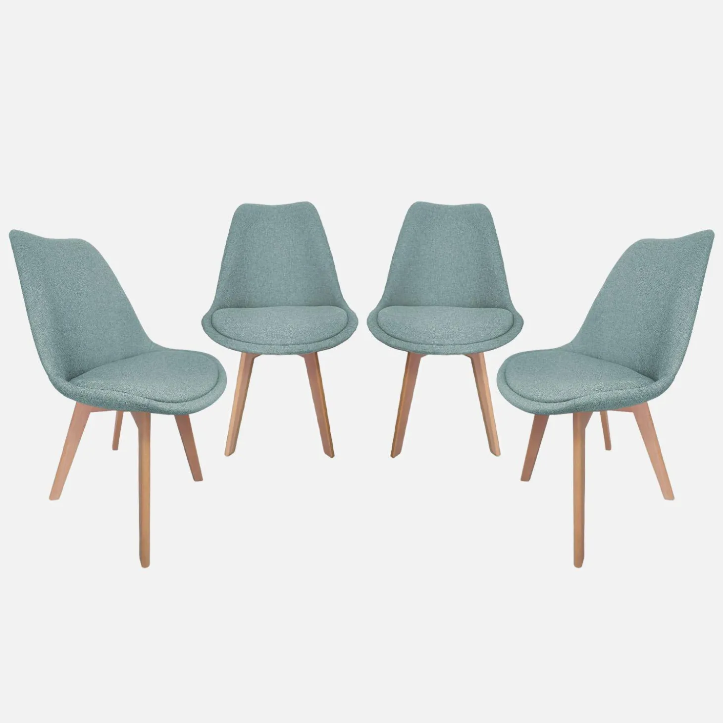 Stoffen Scandinavische stoelen met beukenhouten poten (set van 4)