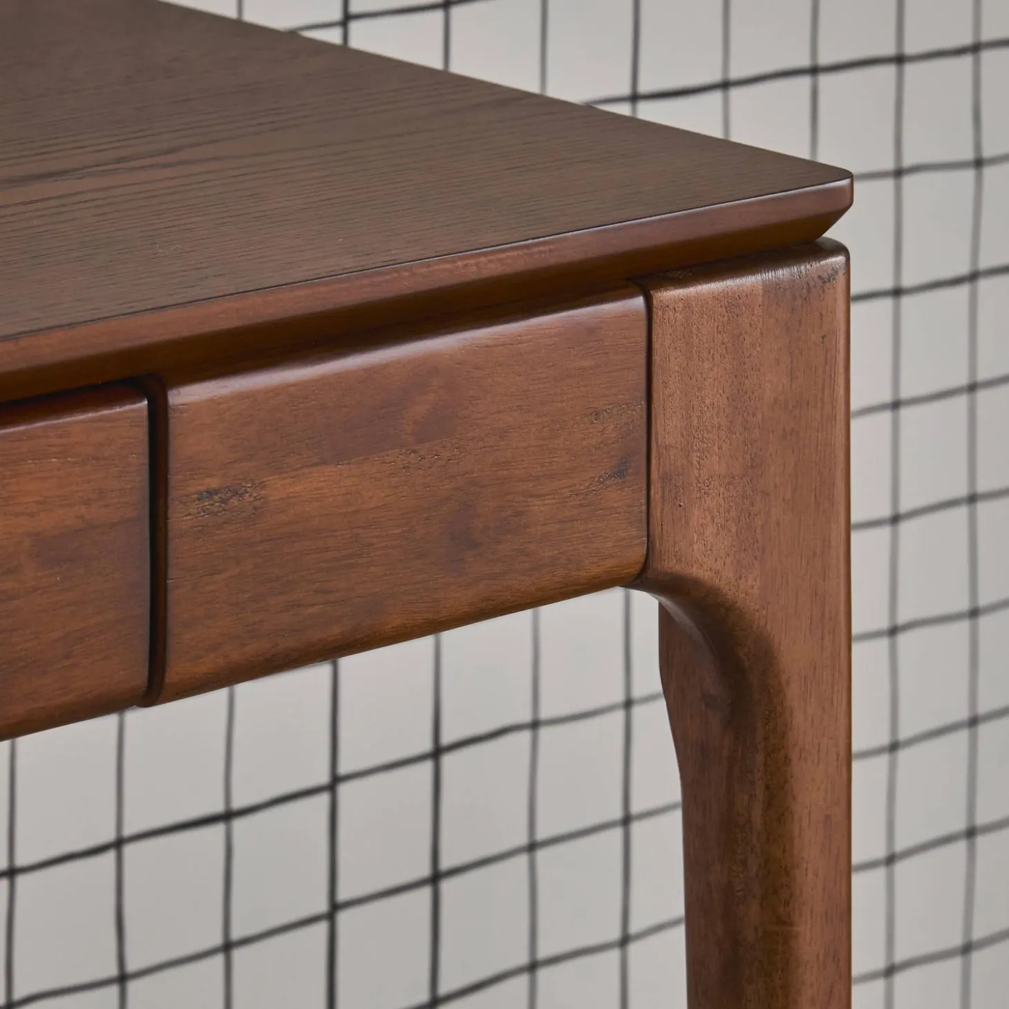 Tafel/bureau rubberhout essenfineer 2 laden