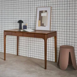 Tafel/bureau rubberhout essenfineer 2 laden