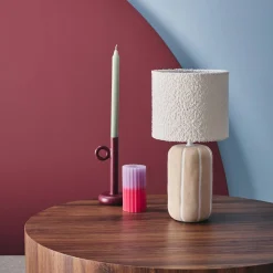 Tafellamp interieur keramiek, bouclé lampenkap H 41cm