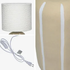 Tafellamp interieur keramiek, bouclé lampenkap H 41cm