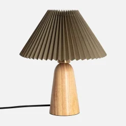 Tafellamp voor binnen van hout en stof Ø10,5cm