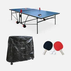 Tafeltennistafel voor binnen met 2 rackets, 3 ballen en beschermhoes