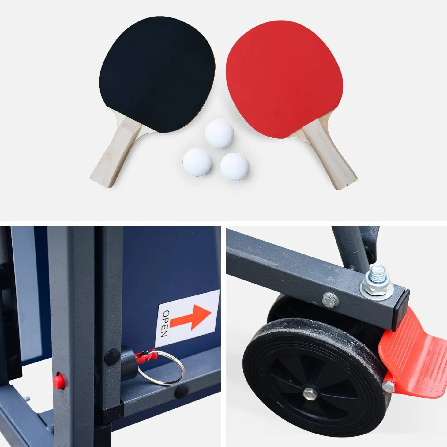 Tafeltennistafel voor binnen met 2 rackets, 3 ballen en beschermhoes