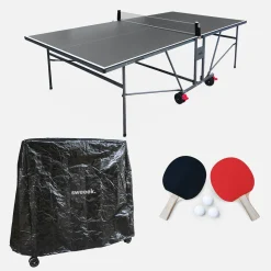 Tafeltennistafel voor binnen met 2 rackets, 3 ballen en beschermhoes