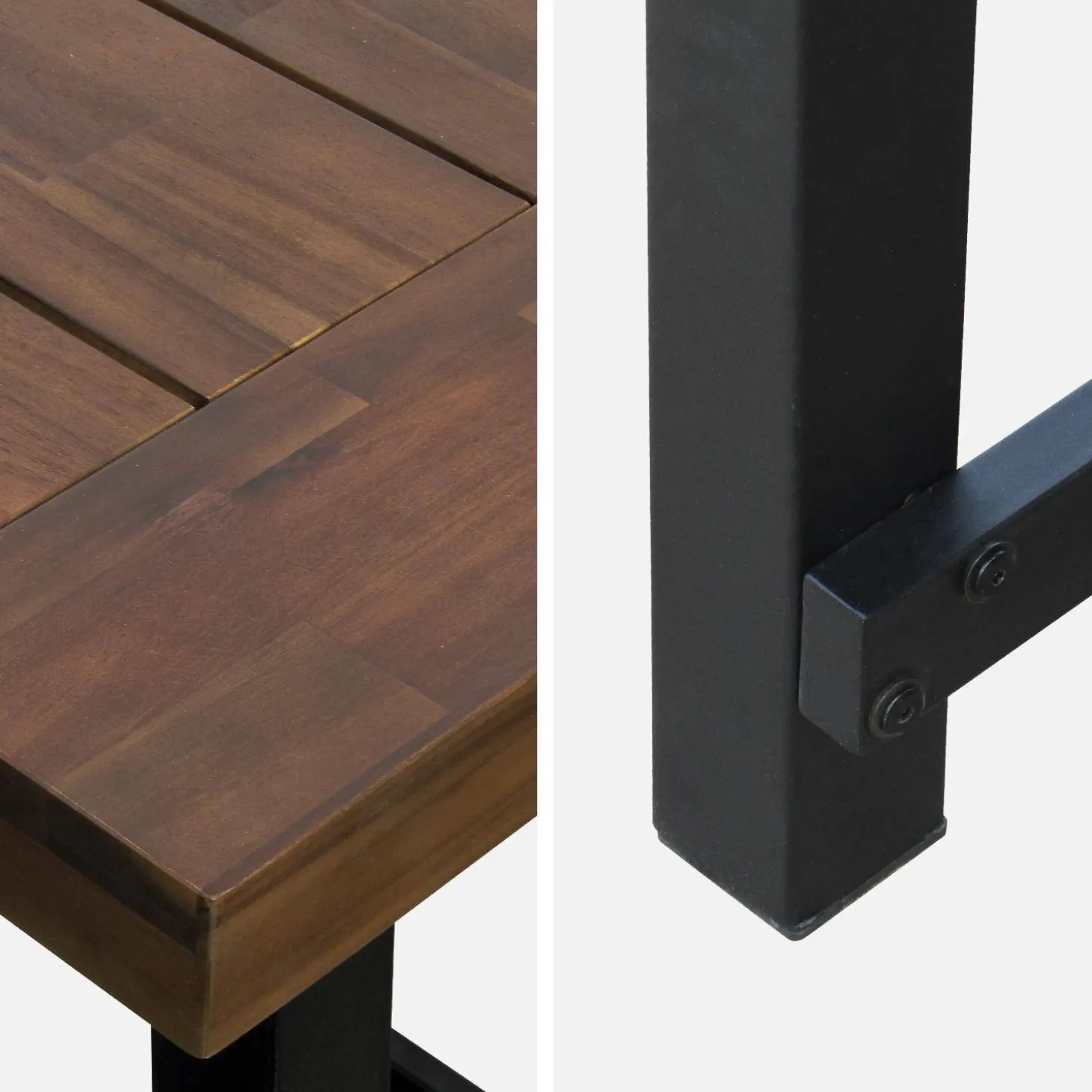 Tafel van hout en metaal, 190cm, 6-8 zitplaatsen
