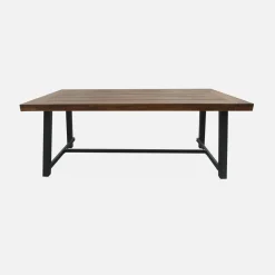 Tafel van hout en metaal, 190cm, 6-8 zitplaatsen