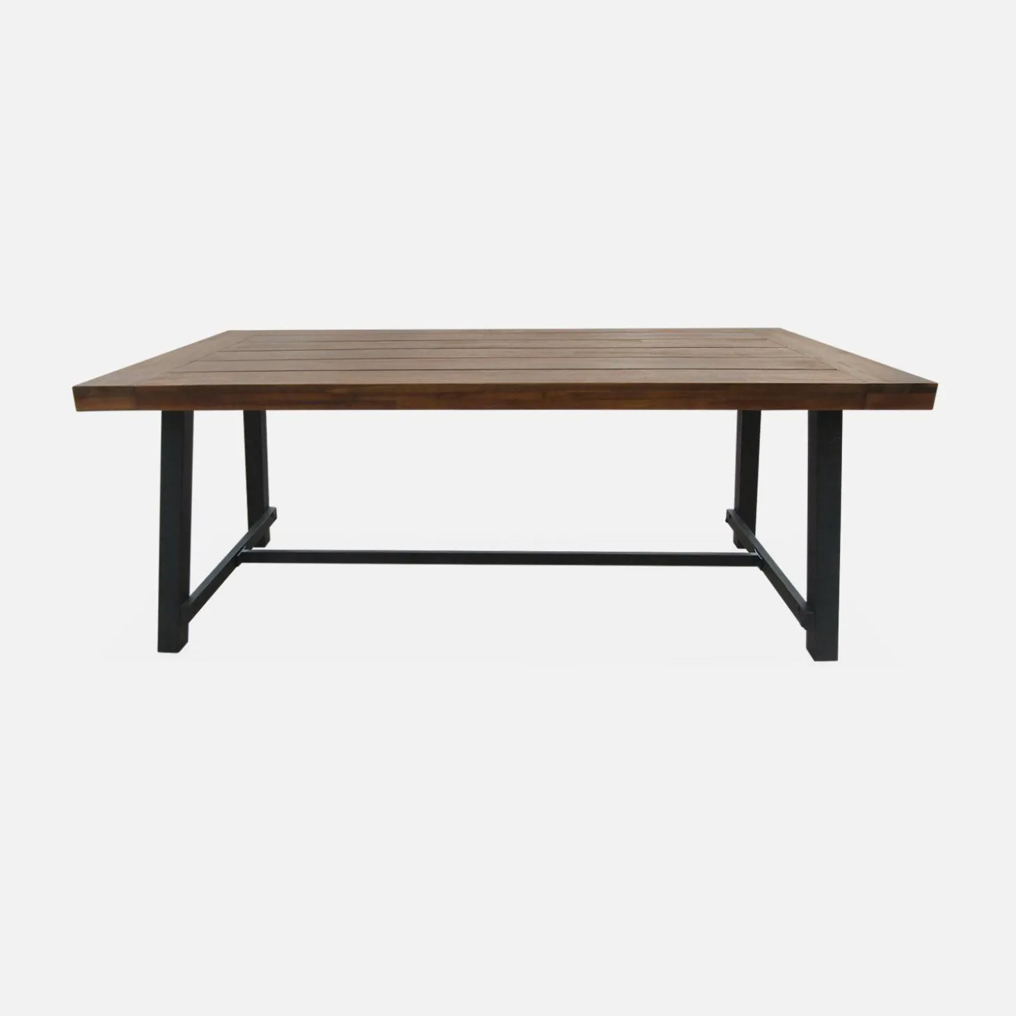 Tafel van hout en metaal, 190cm, 6-8 zitplaatsen
