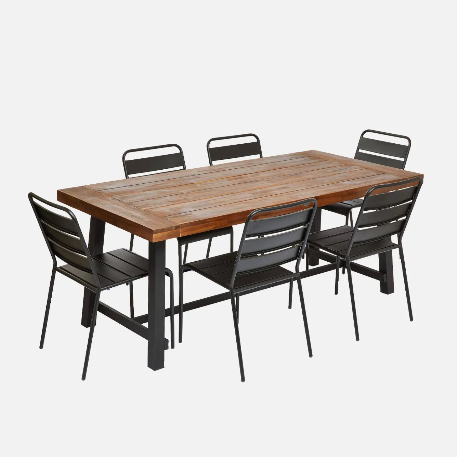 Tafel van hout en metaal, 190cm, 6-8 zitplaatsen