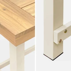 Tafel van hout en metaal, 190cm, 6-8 zitplaatsen