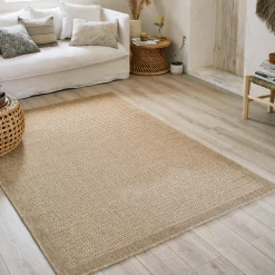 Tapijt jute-effect beige voor binnen en buiten