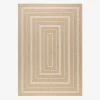 Tapijt voor binnen/buiten jute-effect beige met rechthoekpatronen