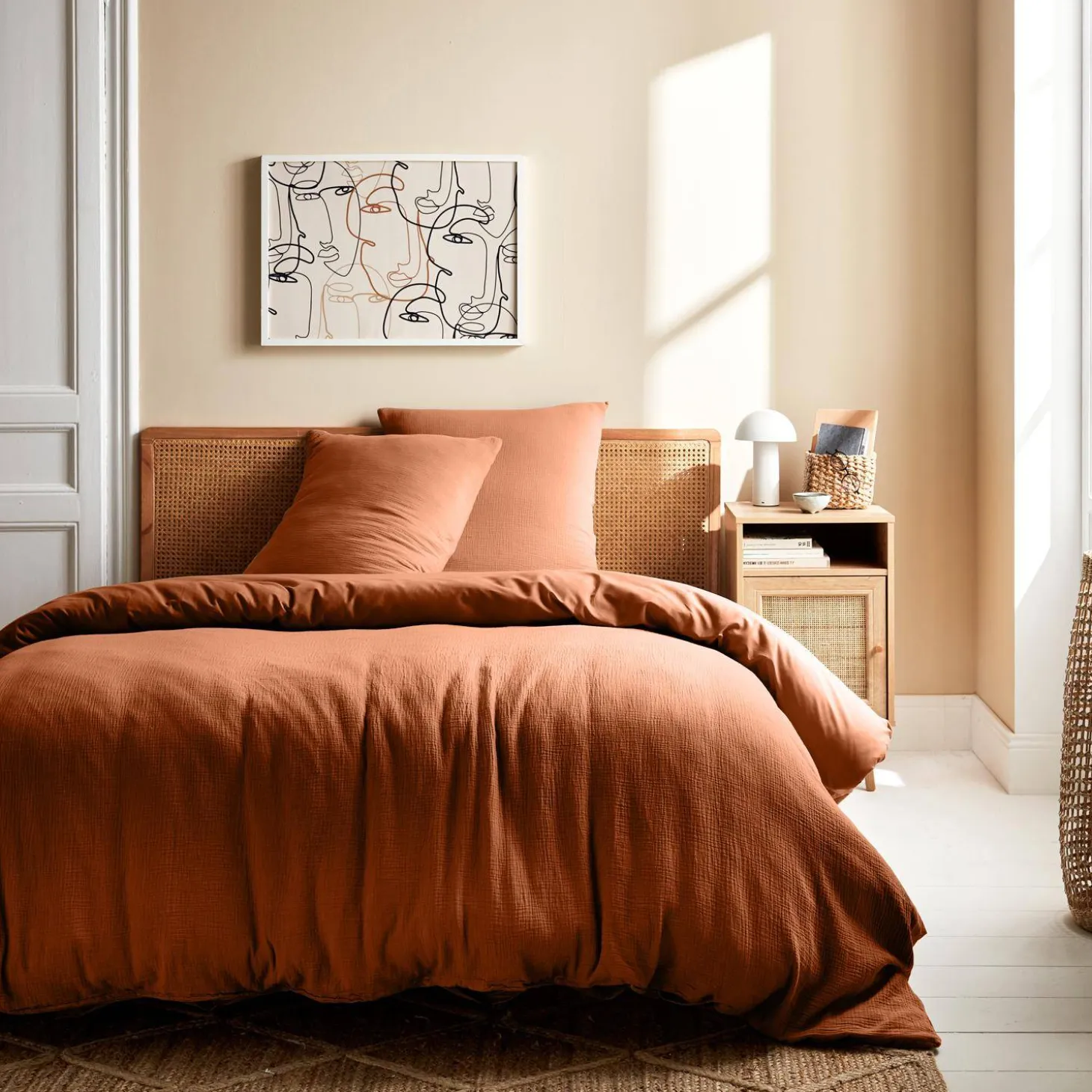 Terracotta katoenen gaas beddengoed set