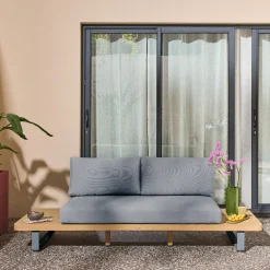 Tuinbank van acaciahout en aluminium voor 2 personen