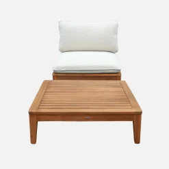 Tuinfauteuil met salontafel van hout en bouclé-effect