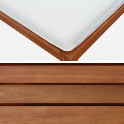 Tuinfauteuil met salontafel van hout en bouclé-effect