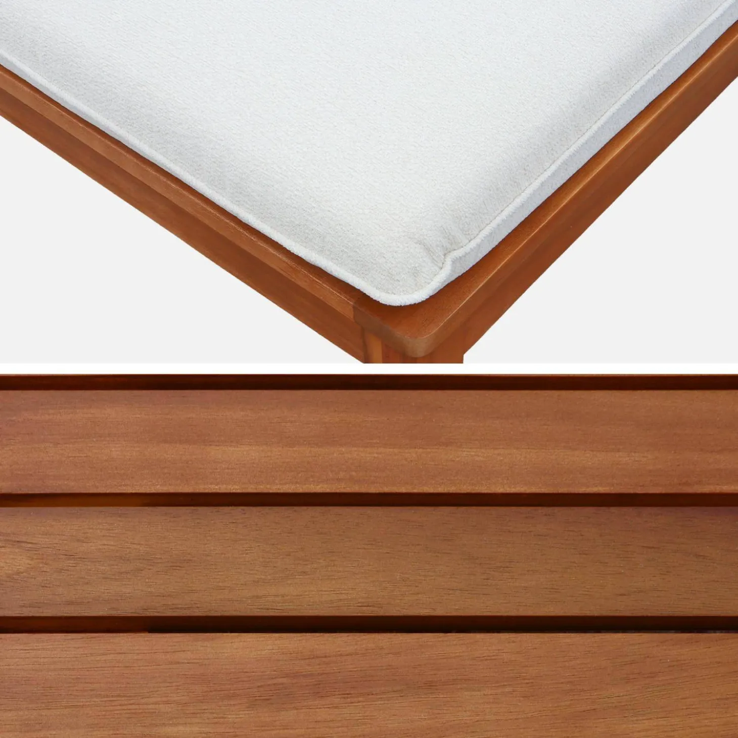 Tuinfauteuil met salontafel van hout en bouclé-effect