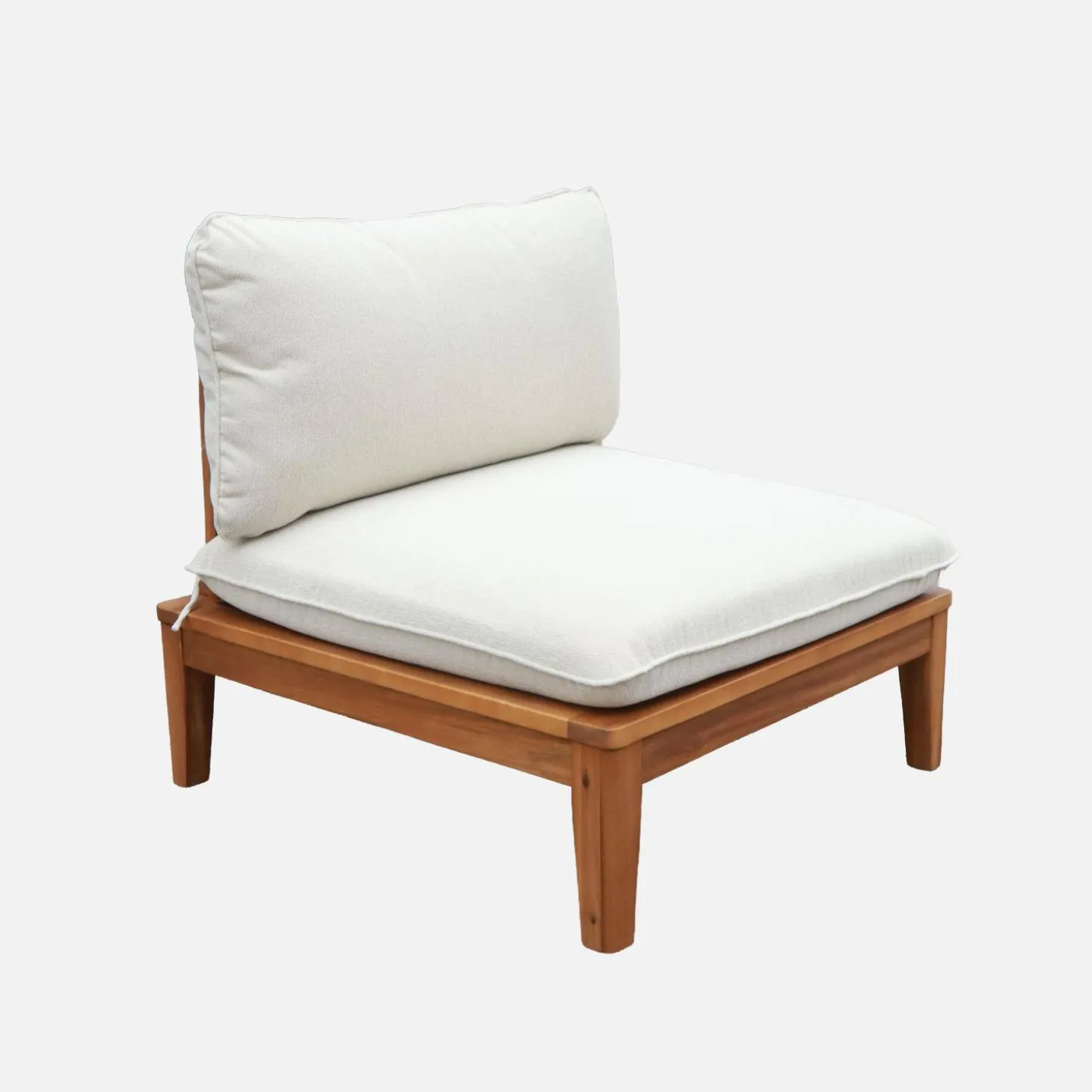 Tuinfauteuil met salontafel van hout en bouclé-effect