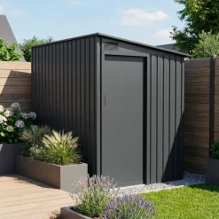 Tuinhuis 2,91m² aanbouwbaar van staal met schuifdeur